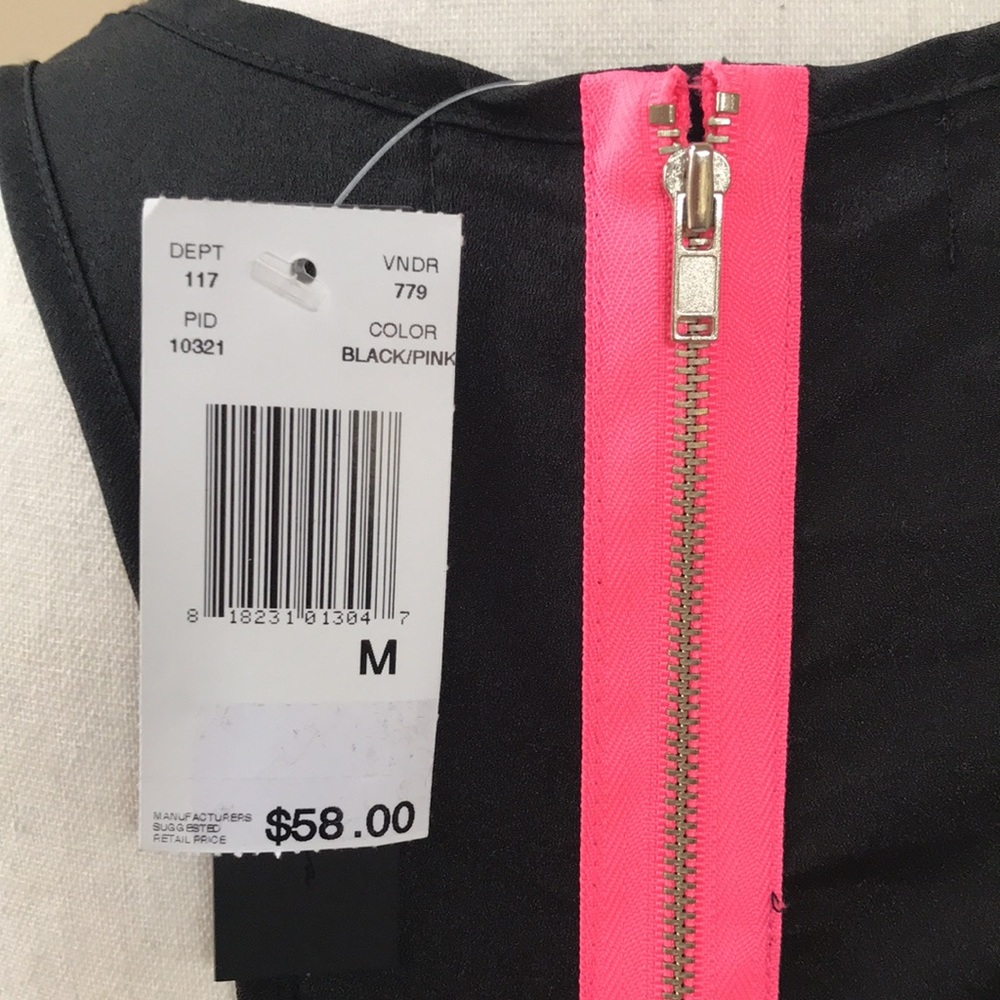 Cute Black Racerback Tank with Pink Zipper in Back - Picture 5 of 7